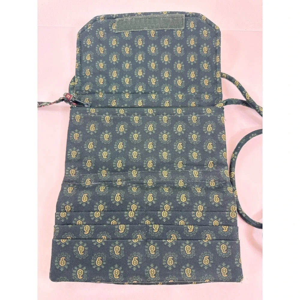 Vera Bradley Vintage Makeup Pouch Crossbody Wallet Set Classic Green Quilted